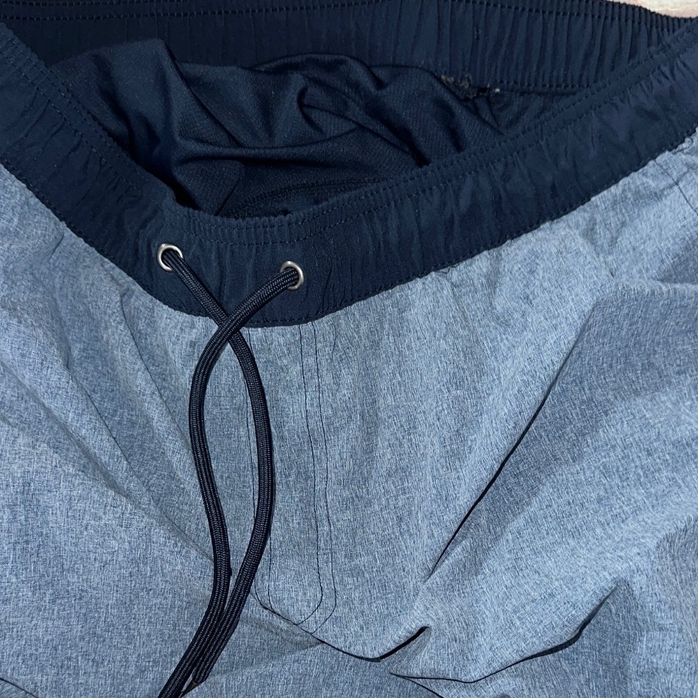 Men's Blue Drawstring Swimming Trunks - Picture 4 of 4